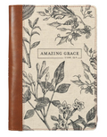 Amazing Grace Natural Canvas and Faux Leather Zip Around Journal - 2 Corinthians 12:9