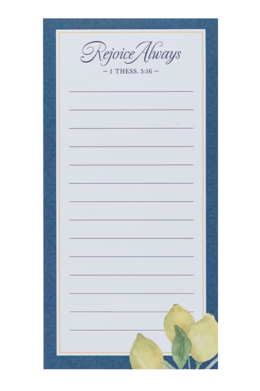 Rejoice Always Lemon Magnetic Notepad and Pen Set