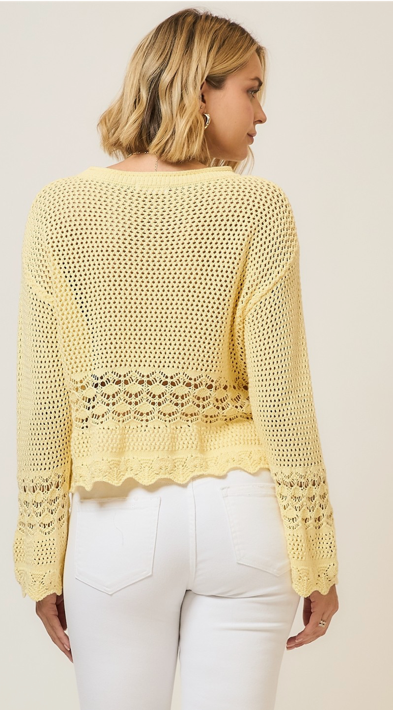 Lemon Breeze Open Knit Sweater