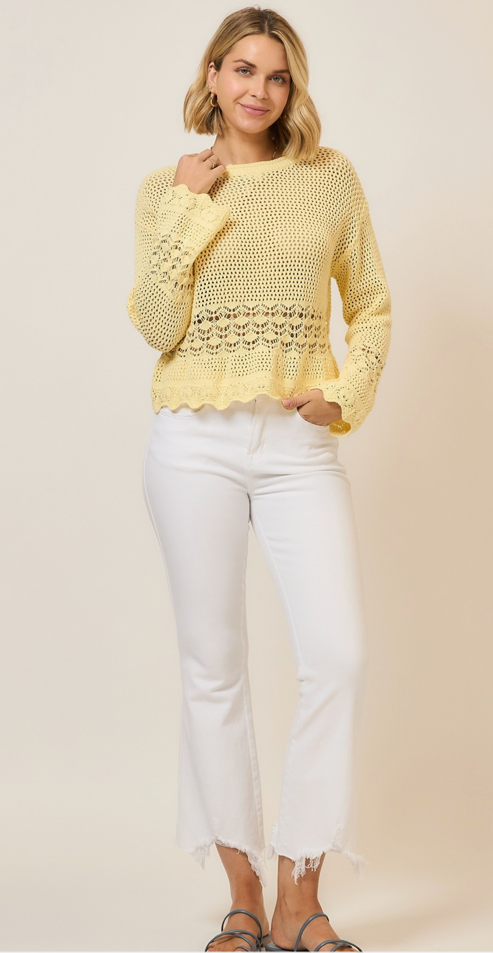 Lemon Breeze Open Knit Sweater