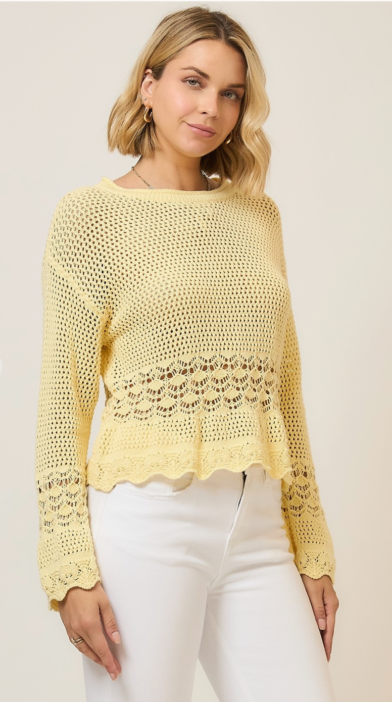 Lemon Breeze Open Knit Sweater