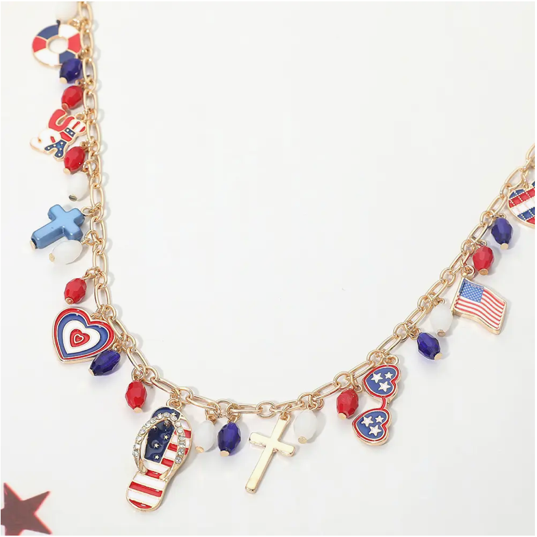 American Flag Charm Necklace
