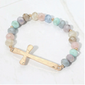 Hammered Metal Cross Stretch Bracelet