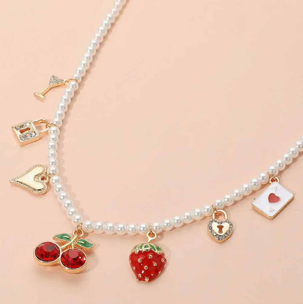 Berries and Such Pearl Charm Necklace