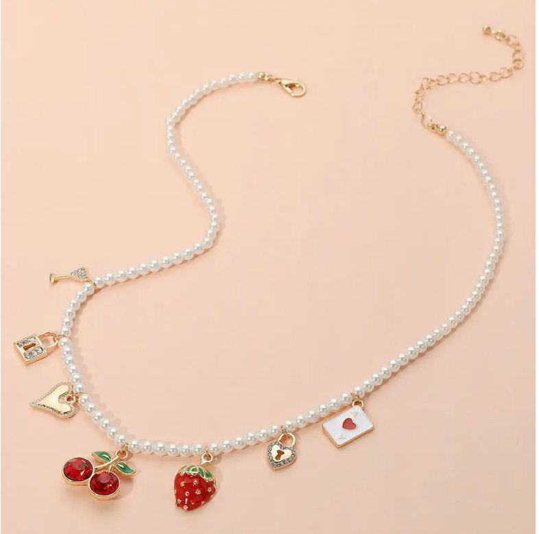 Berries and Such Pearl Charm Necklace
