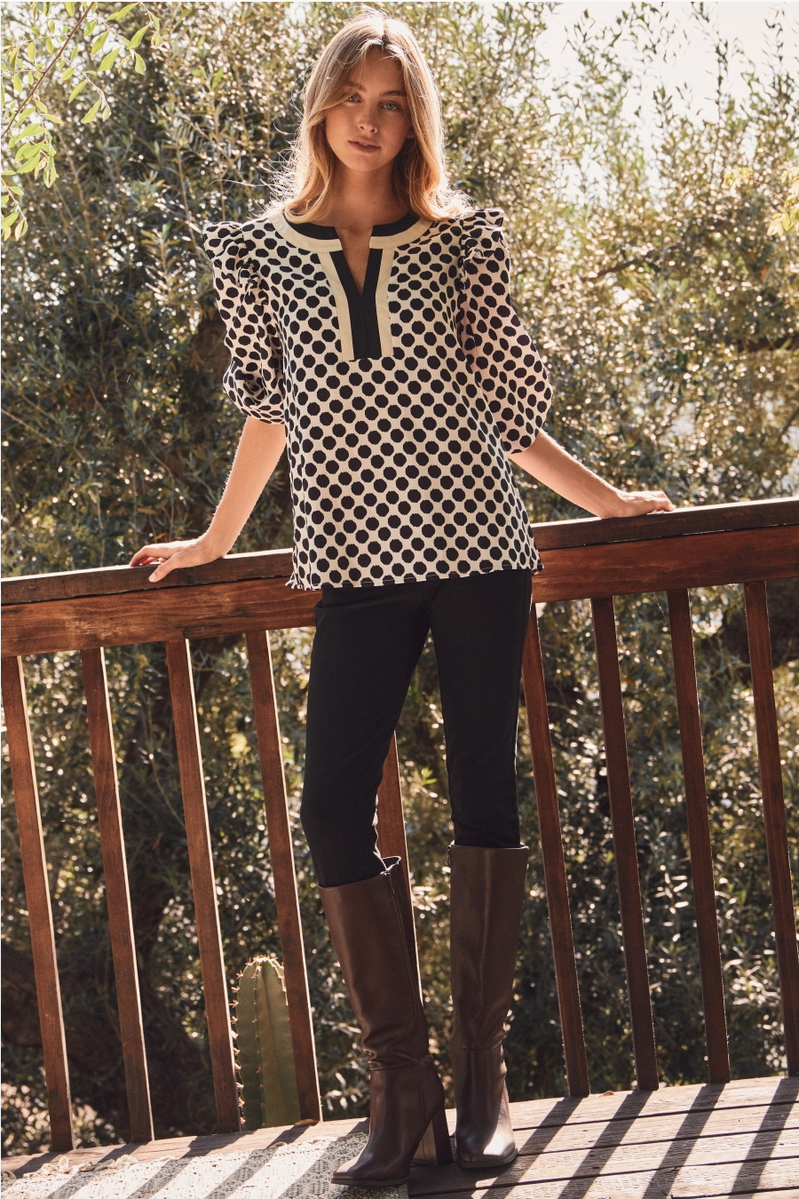 Classic Noir Polka Dot Top