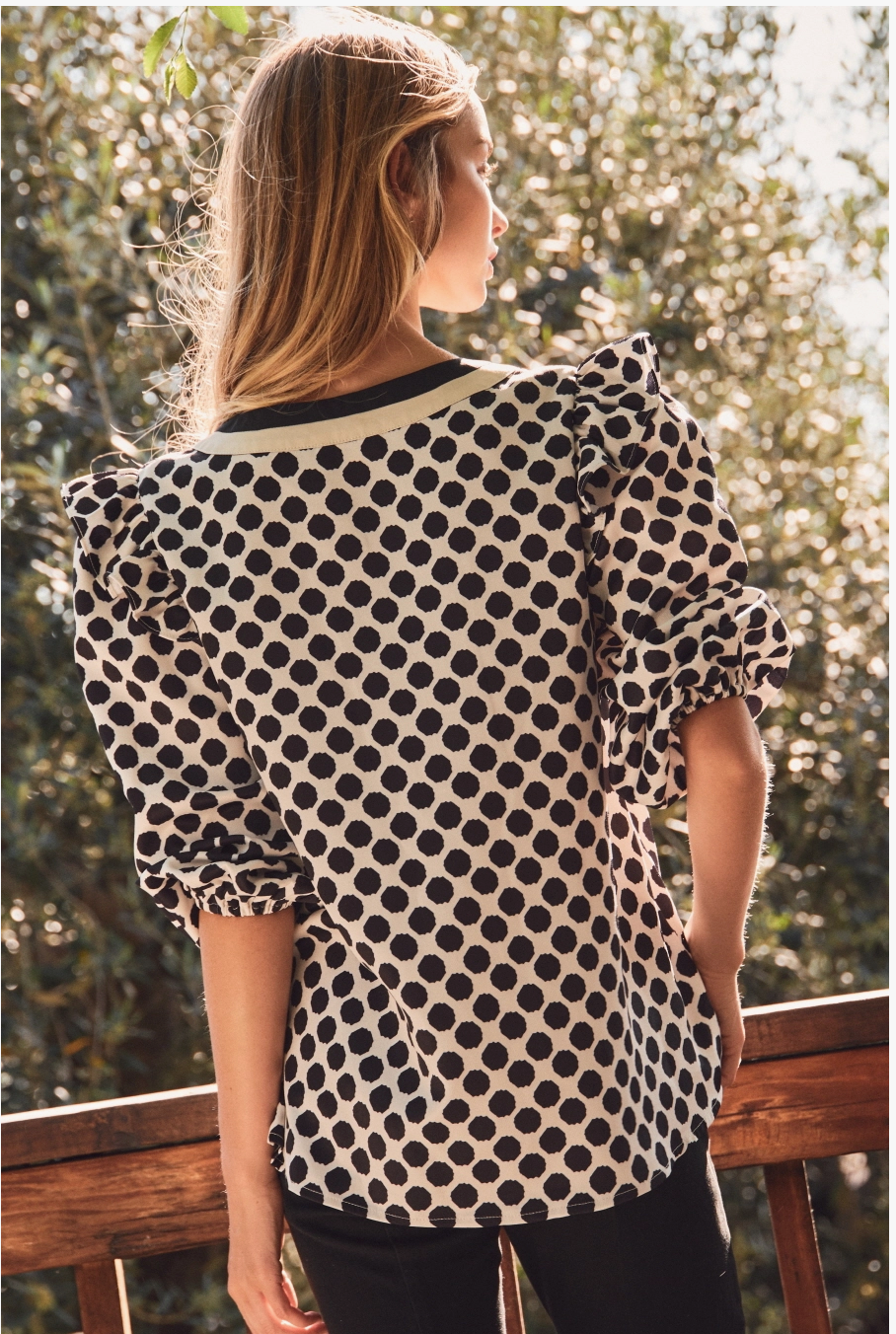 Classic Noir Polka Dot Top