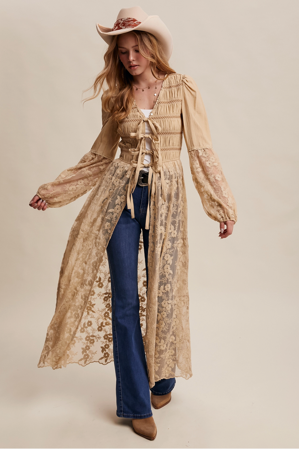Lace-Up Kimono