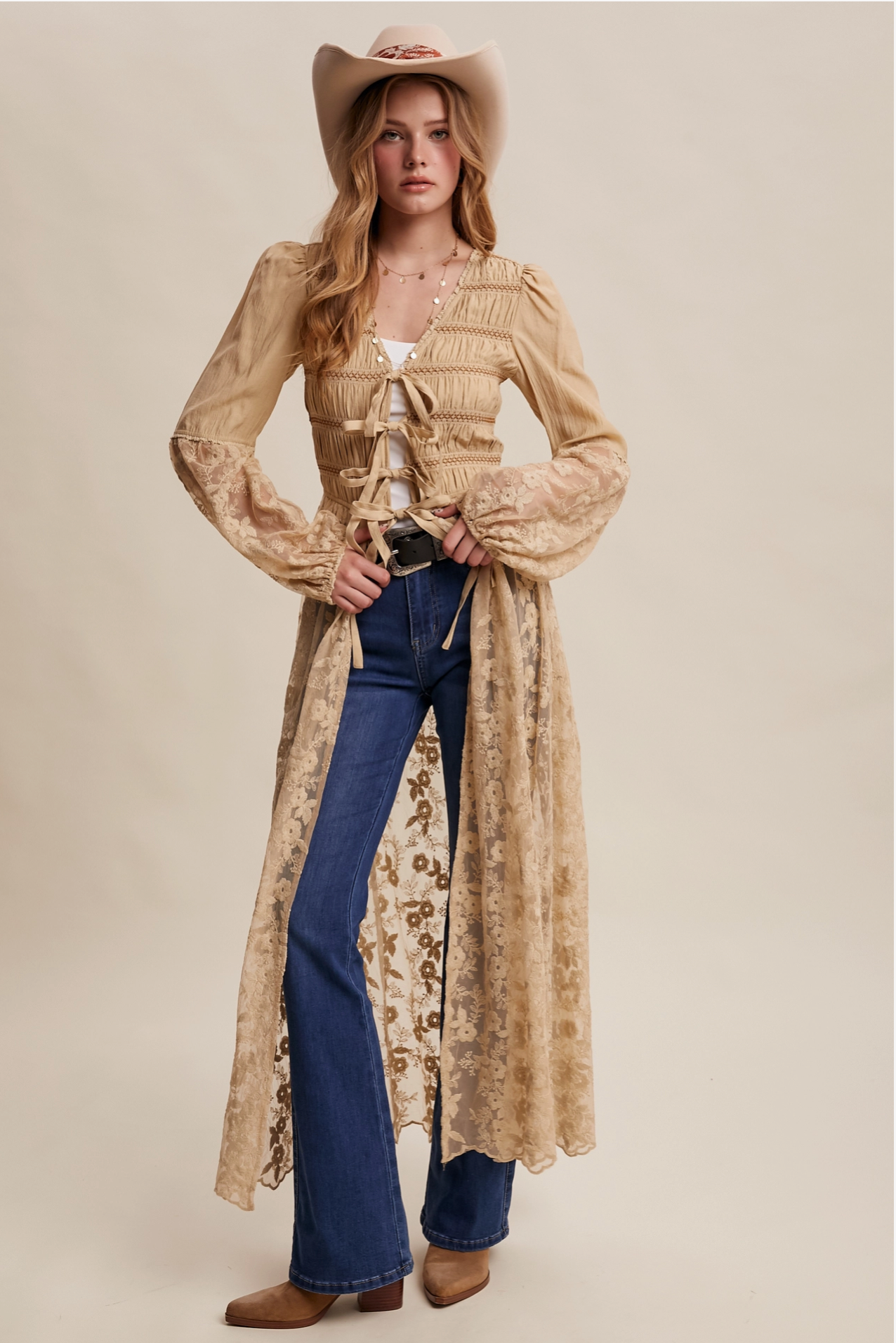 Lace-Up Kimono