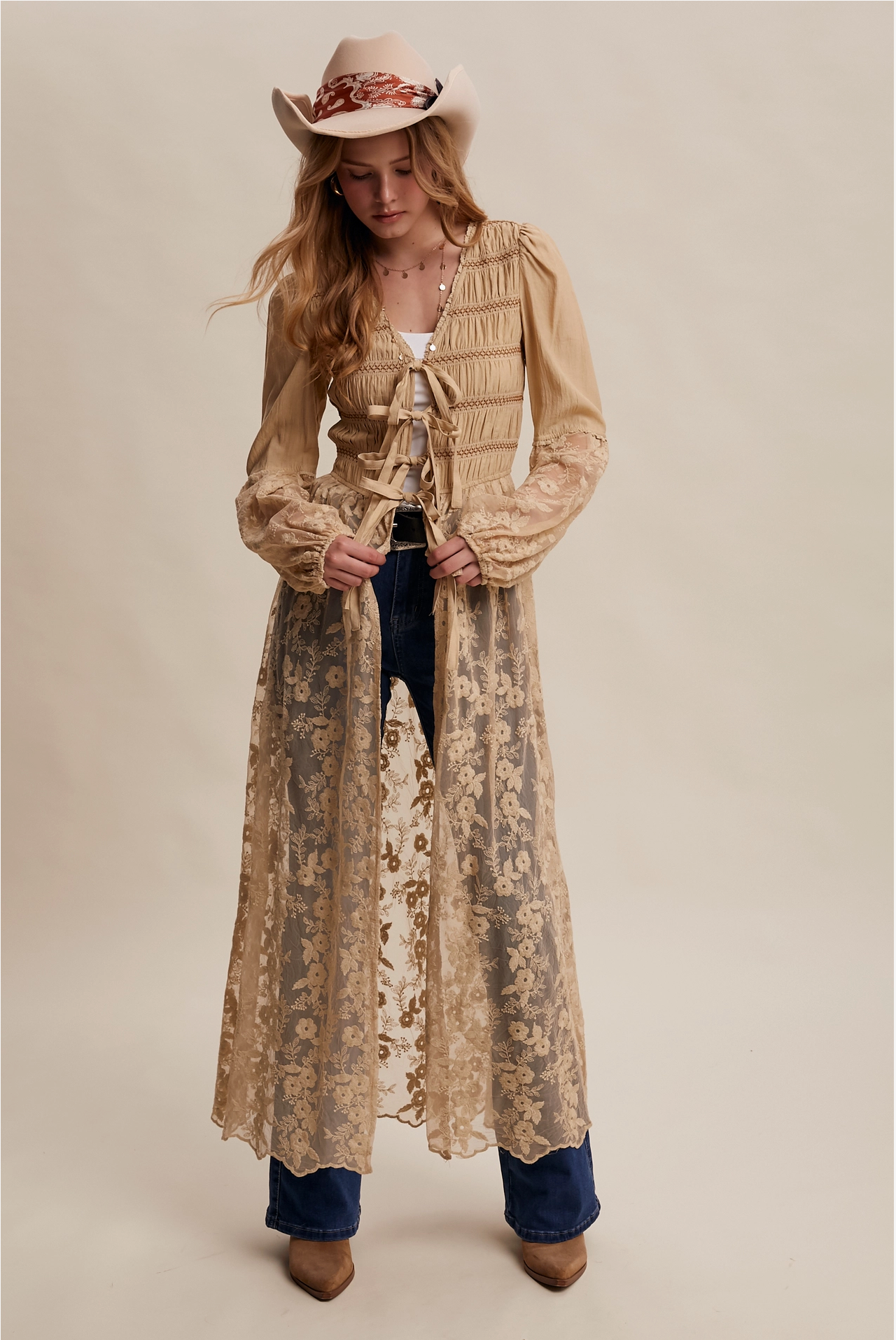 Lace-Up Kimono