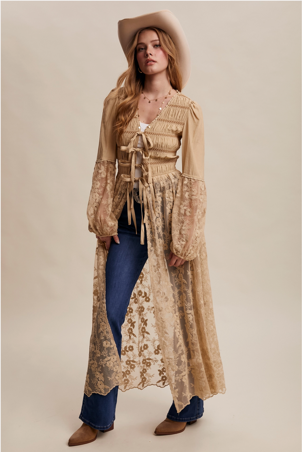 Lace-Up Kimono