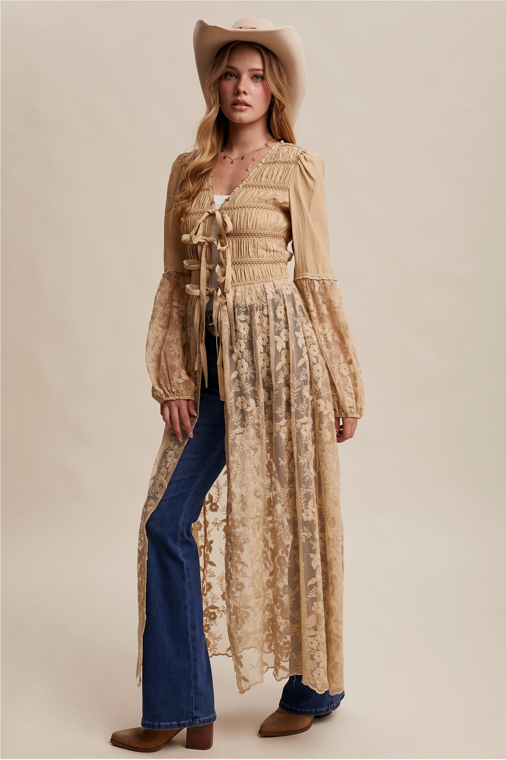 Lace-Up Kimono