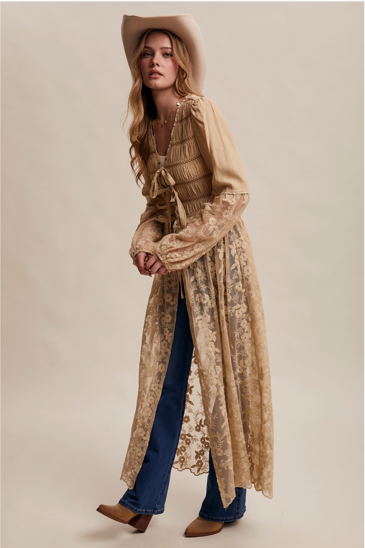 Lace-Up Kimono