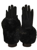 Minkie Convertible Cuff Faux Suede Gloves
