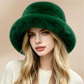 Emerald Jewel Oversized Faux Fur Bucket Hat
