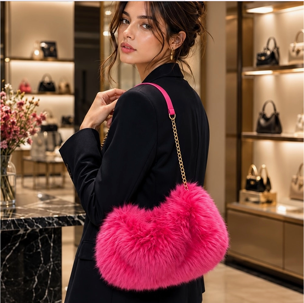 Modern Muse Faux Fur Crescent Bag