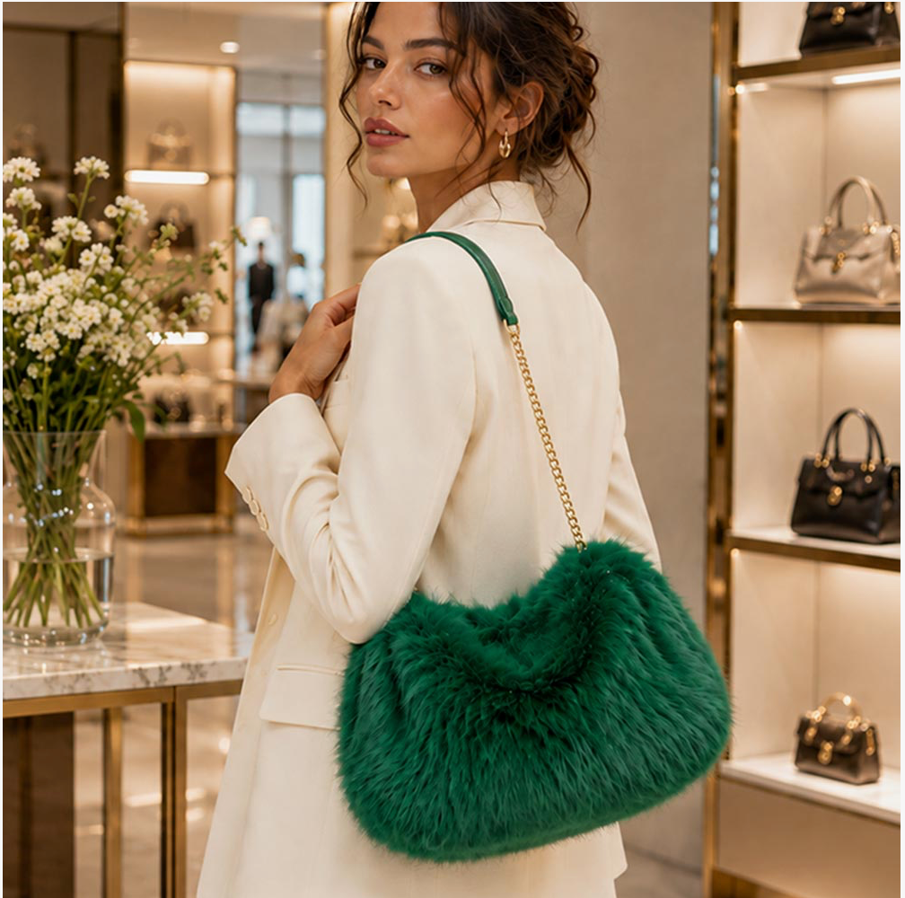 Modern Muse Faux Fur Crescent Bag