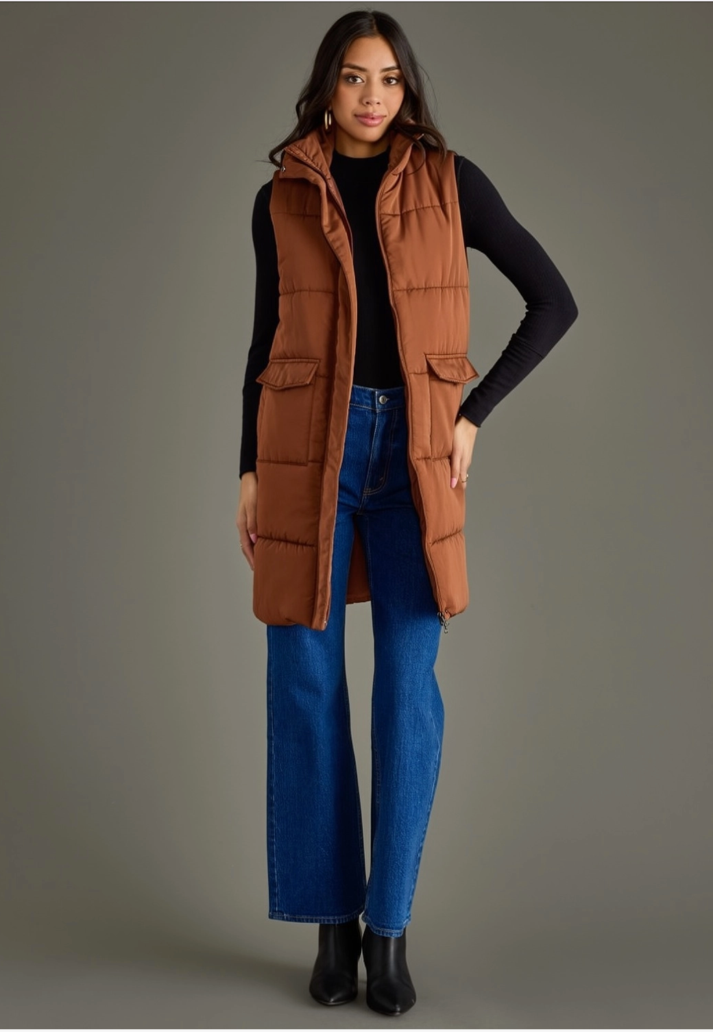 Shimmering Cocoa Puffer Vest