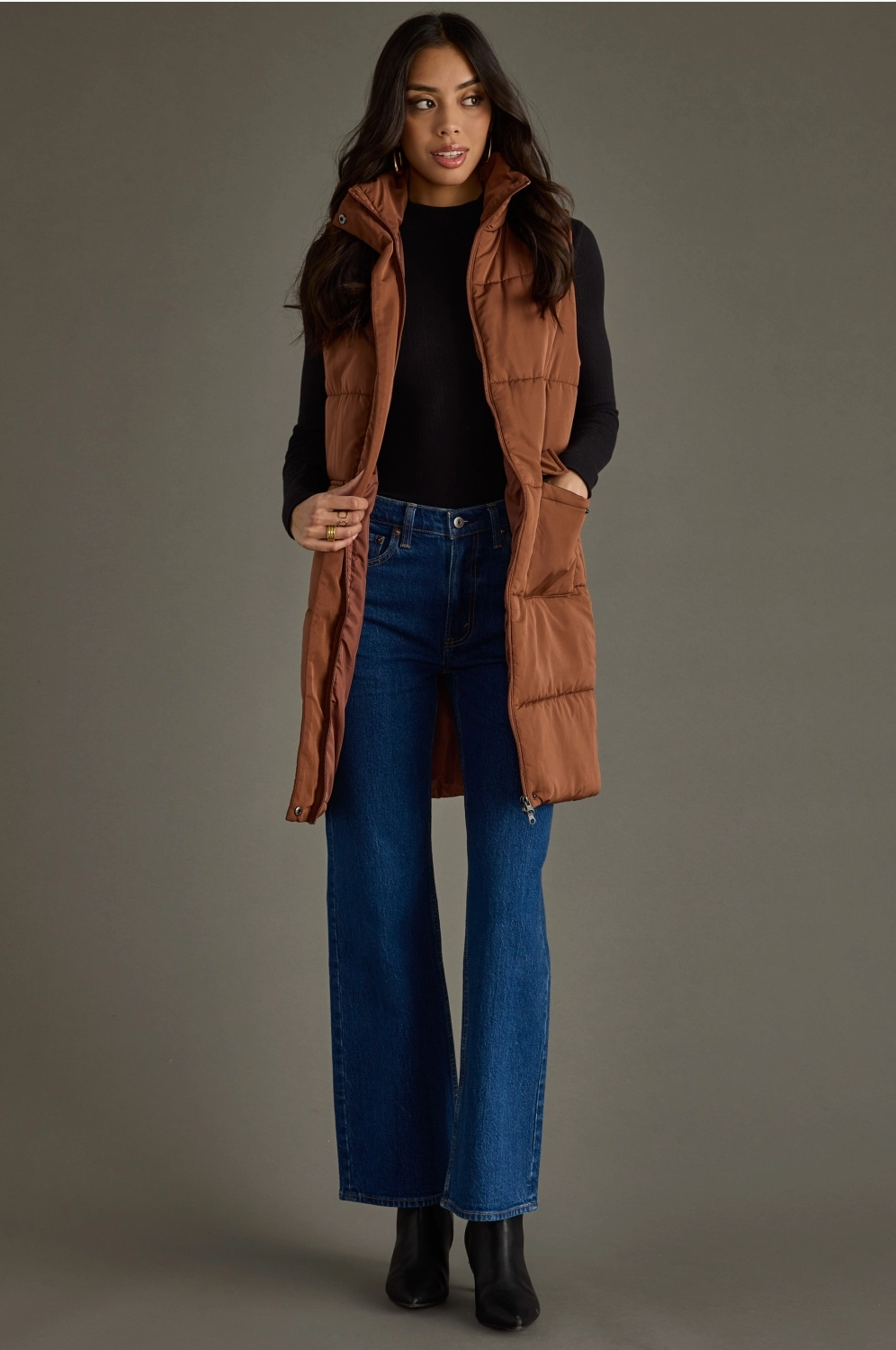 Shimmering Cocoa Puffer Vest