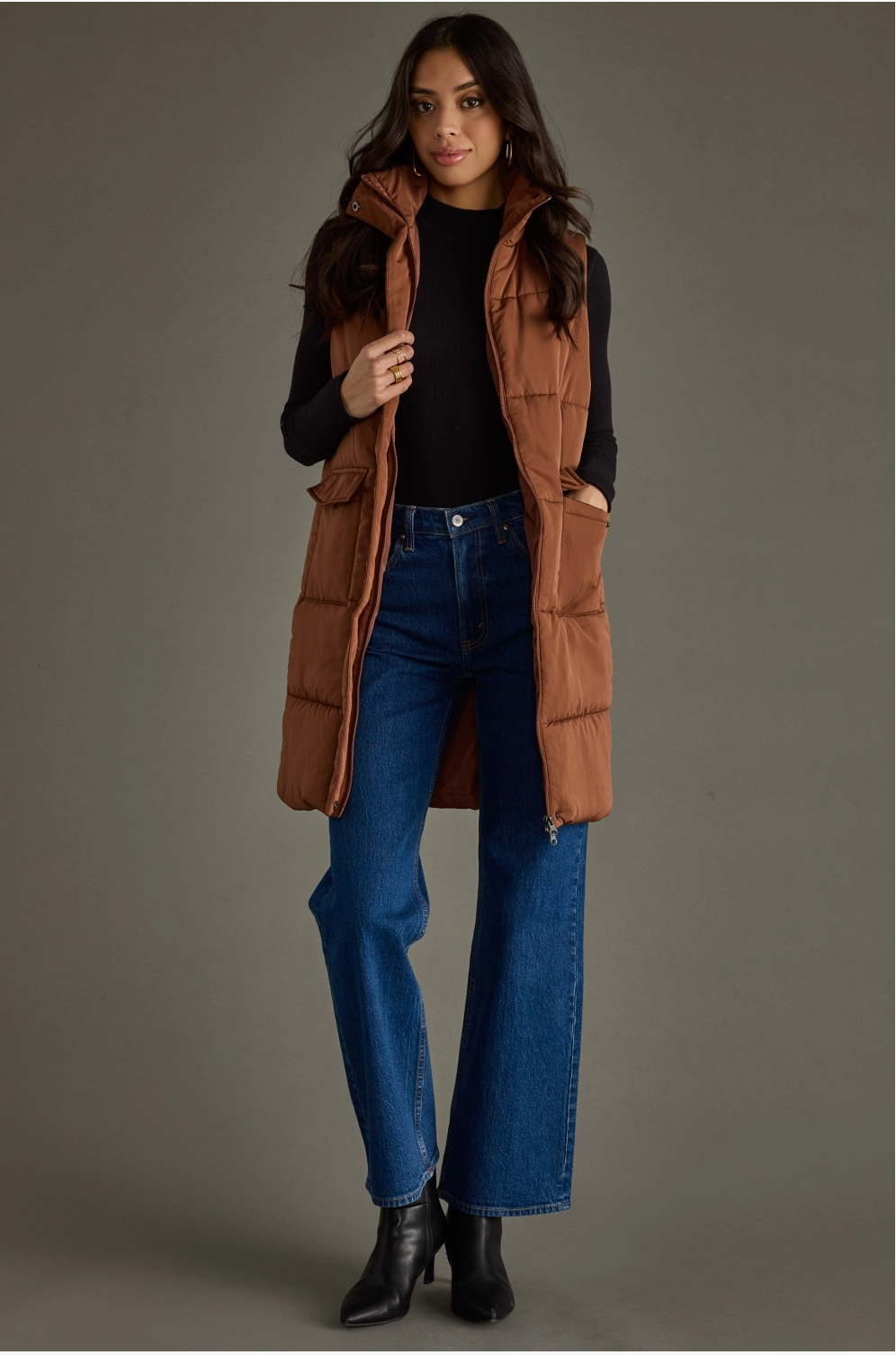 Shimmering Cocoa Puffer Vest