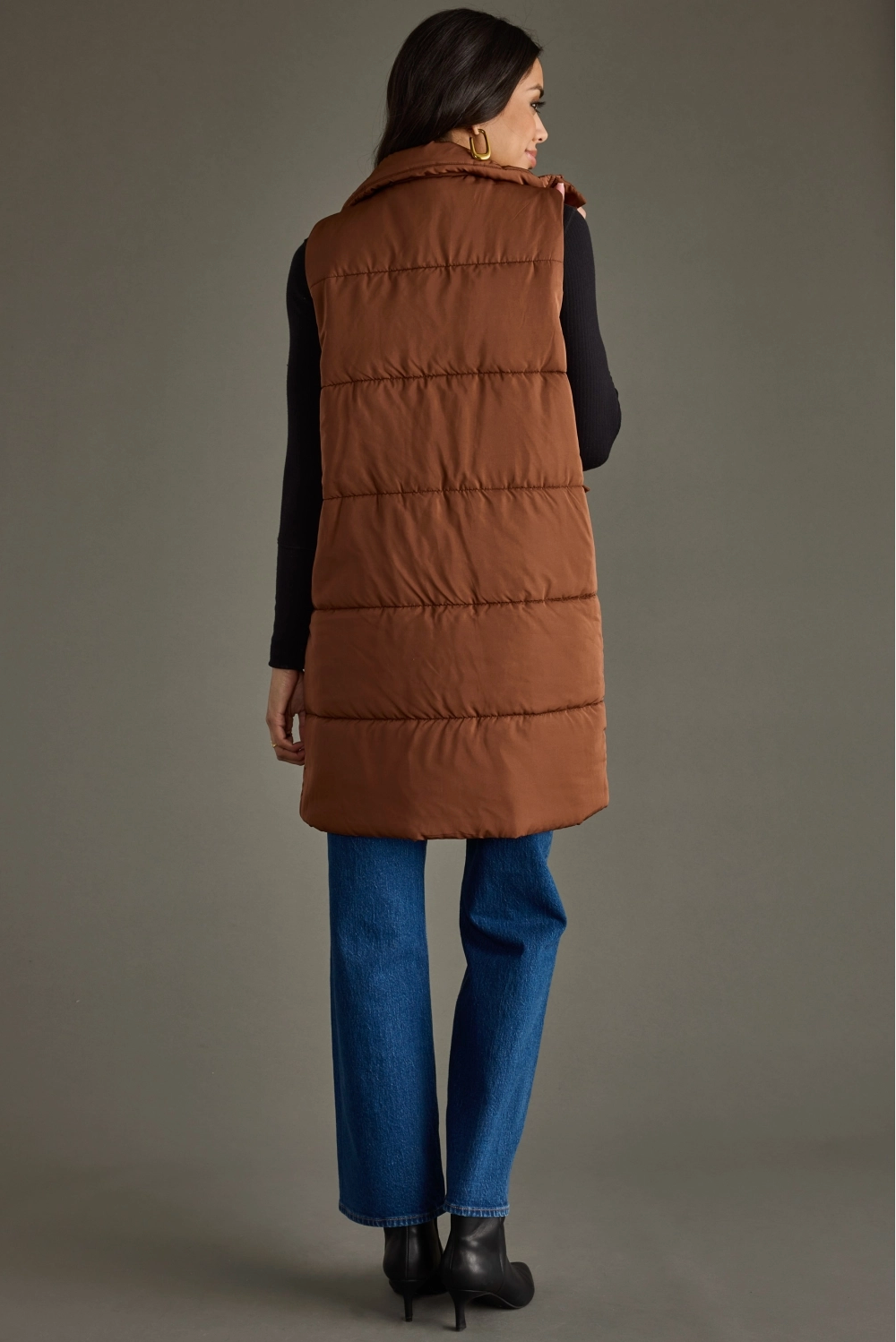 Shimmering Cocoa Puffer Vest