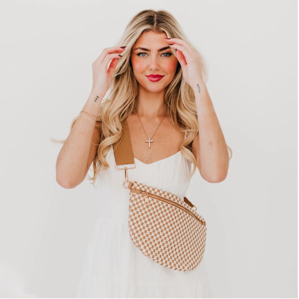 Westlyn Woven Checkered Sling Crossbody Bag