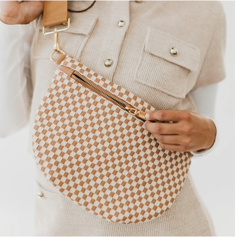 Westlyn Woven Checkered Sling Crossbody Bag