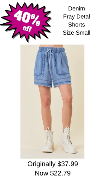 Denim Fray Detail Shorts