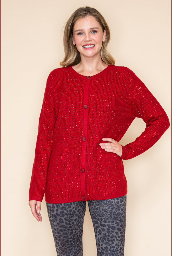 Crimson Sparkle Cardigan From Vocal