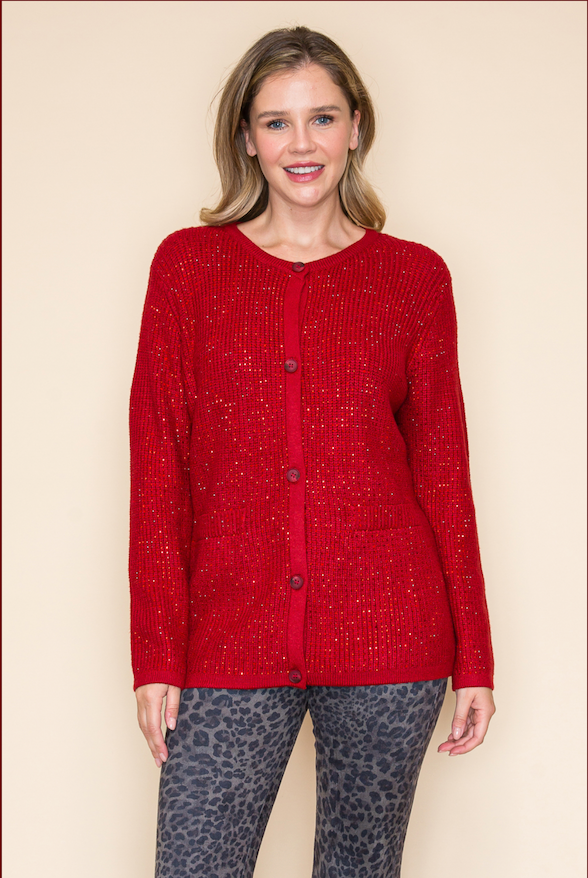 Crimson Sparkle Cardigan From Vocal