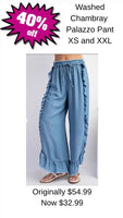 Washed Chambray Palazzo Pant