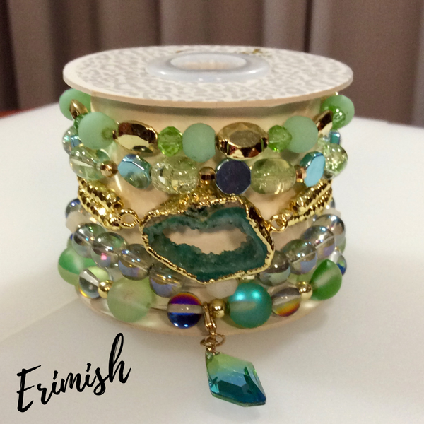 Erimish Sea Druzy Bracelet Stack