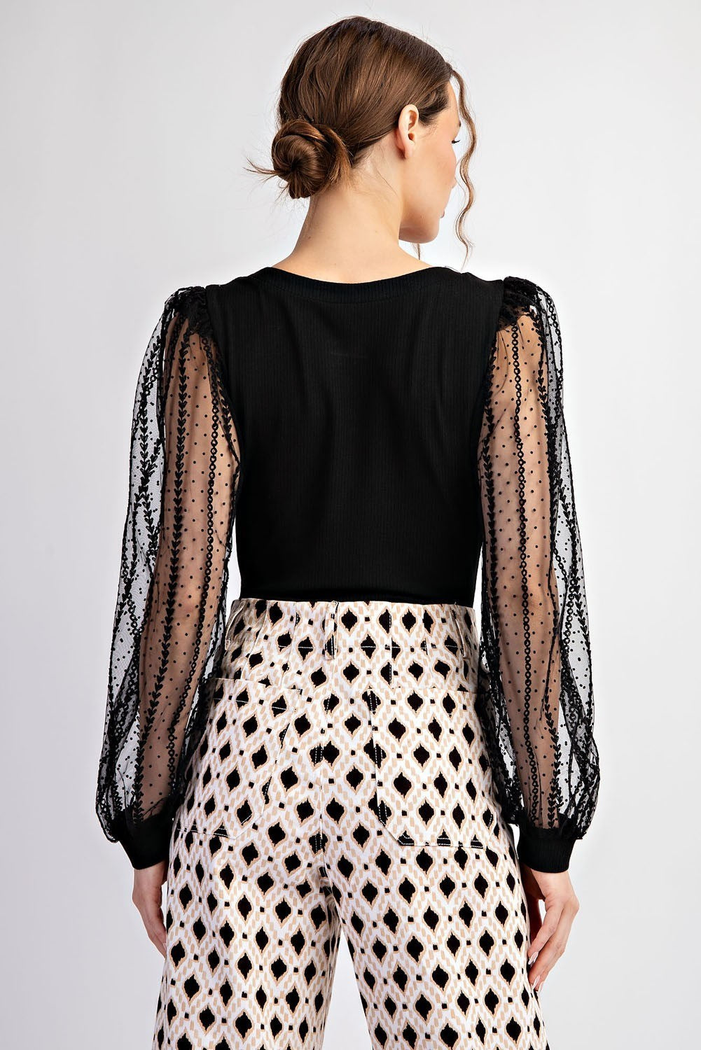 Midnight Glam Mesh Sleeve Bodysuit