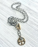 Two-Tone Mission Cross Toggle Necklace