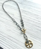 Two-Tone Mission Cross Toggle Necklace