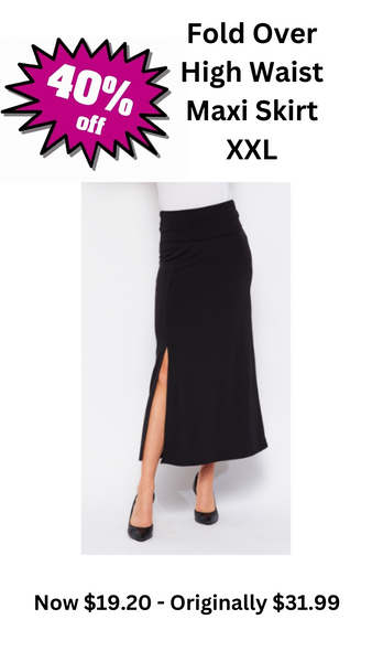 Full Figure Fold Over High Waist Maxi Skirt