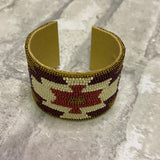 Wine Tribal Seed Bead Cuff Bracelet