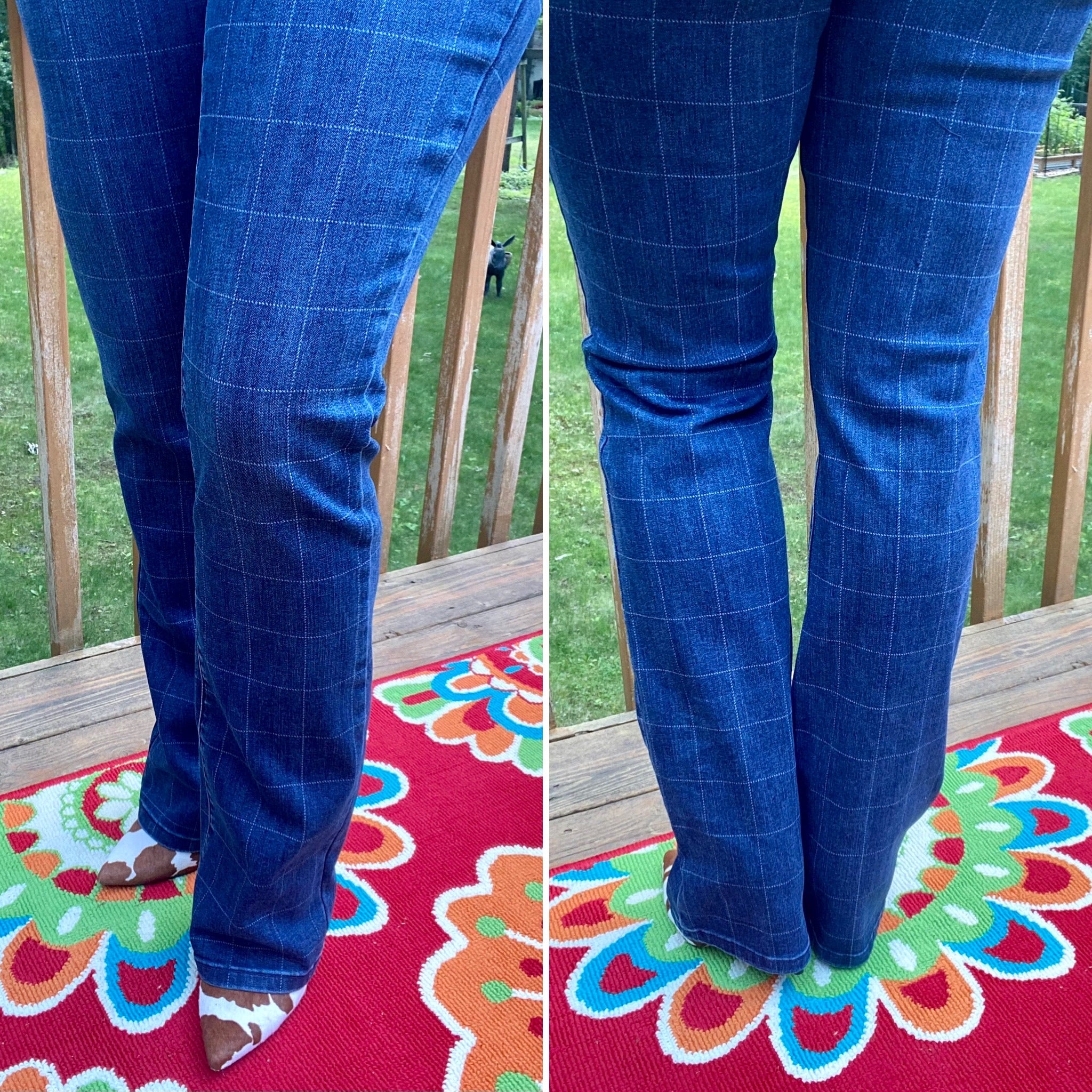 French Dressing FDJ Detail Boot Cut Check Pull On Jean Women's Clothing
