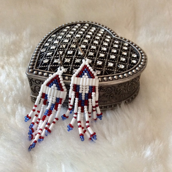 Patriotic Indian Bead Earrings