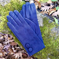 Suede Gloves With Button Accent