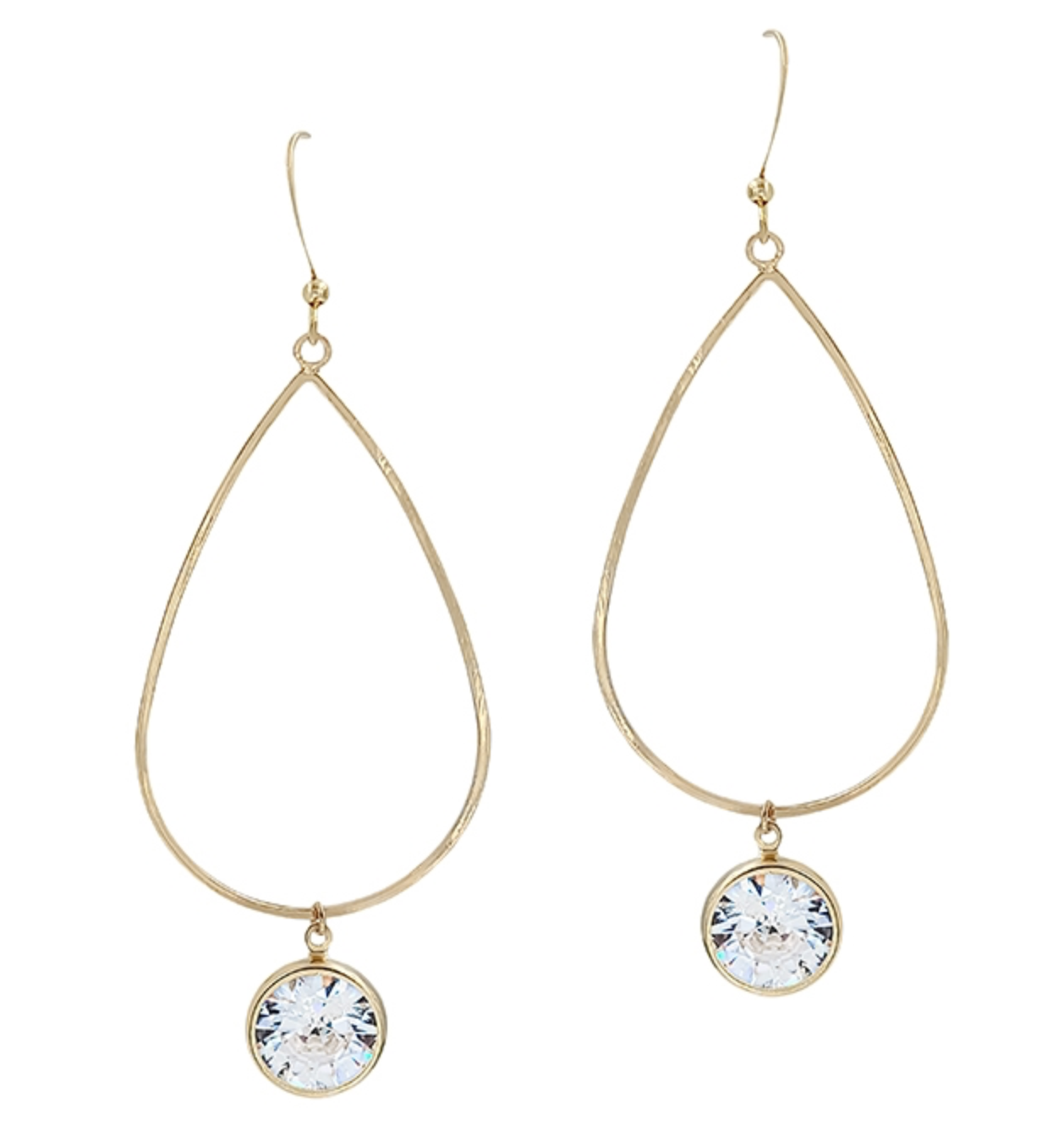 Gold Floating Crystal Drop Earrings