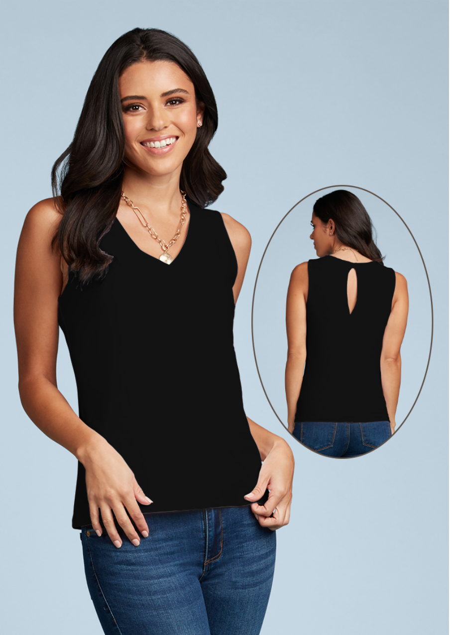 V-Neck Keyhole Sleeveless Top