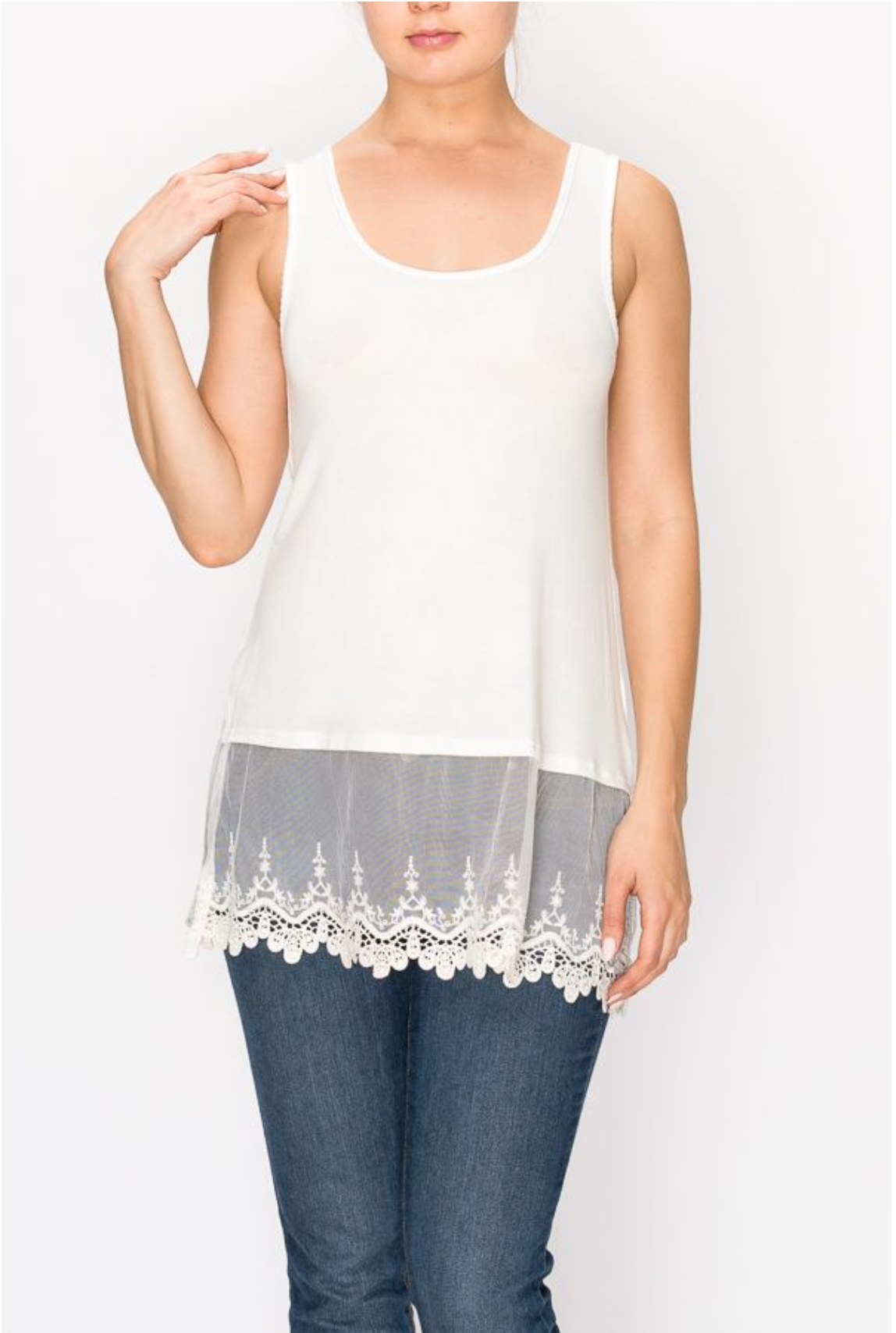 Embroidered Lace Extender Tank