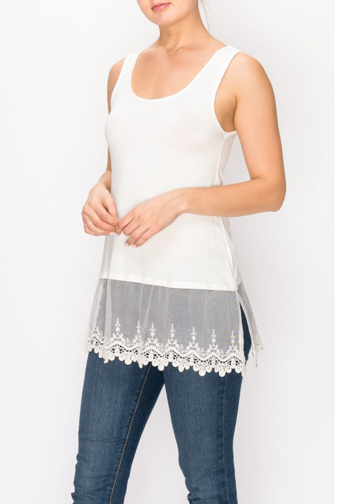 Embroidered Lace Extender Tank