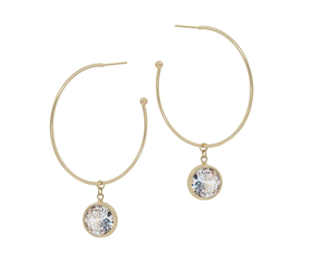 Gold Floating Crystal Hoops