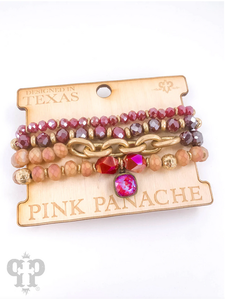 Cranberry Chain Rose Gold Stretch Bracelet Set