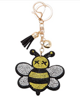 Bumblebee Rhinestone Puffy Tassel Purse Charm / Key Chain