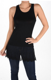 Black Embroidered Lace Extender Tank