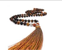 Tiger's Eye Rudrasksha Mala Beads